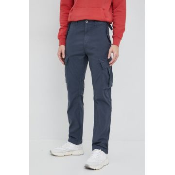 Pepe Jeans pantaloni barbati, culoarea albastru marin, cu fason cargo