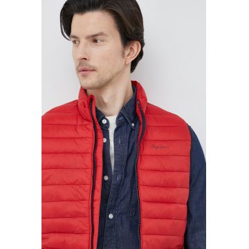 Pepe Jeans vesta Connel Gillet barbati, culoarea rosu, de tranzitie
