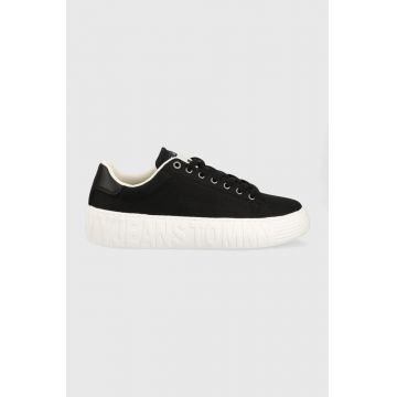 Tommy Jeans sneakers CANVAS OUTSOLE culoarea negru, EM0EM01160