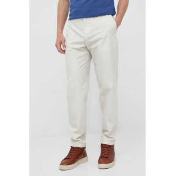 Armani Exchange pantaloni de bumbac culoarea bej, cu fason chinos