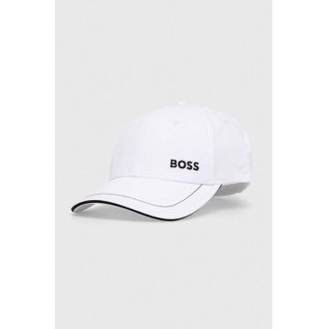 BOSS șapcă de baseball din bumbac GREEN culoarea alb, uni 50492716