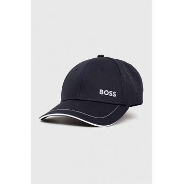 BOSS șapcă de baseball din bumbac BOSS GREEN culoarea albastru marin, neted