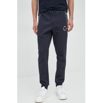 BOSS pantaloni de trening BOSS GREEN culoarea albastru marin, cu imprimeu
