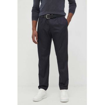 Emporio Armani pantaloni barbati, culoarea albastru marin, drept