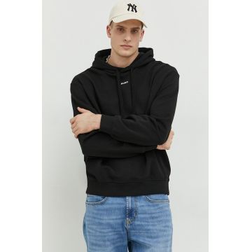 HUGO hanorac de bumbac barbati, culoarea negru, cu glugă, neted, 50486478