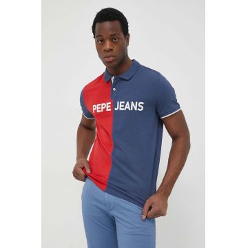 Pepe Jeans polo de bumbac Jan cu imprimeu