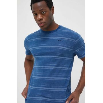 Pepe Jeans tricou din bumbac Ries culoarea albastru marin, modelator