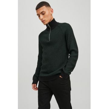 Jack & Jones - Pulover cu guler inalt si fermoar scurt