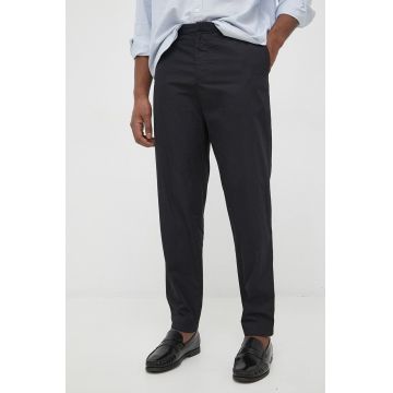 Armani Exchange pantaloni de bumbac culoarea negru, cu fason chinos