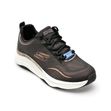 Pantofi sport SKECHERS negri, D LUX FITNESS, din mateial textil piele ecologica