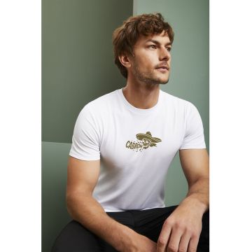 Tricou cu imprimeu si decolteu la baza gatului Tricou cu imprimeu si decolteu la baza gatului