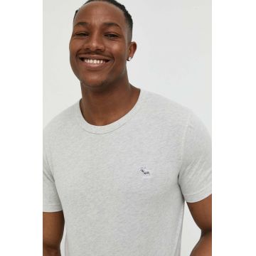 Abercrombie & Fitch tricou barbati, culoarea gri, melanj