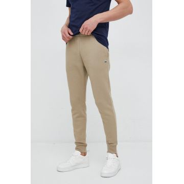 Lacoste pantaloni de trening barbati, culoarea maro, neted XH9624-132