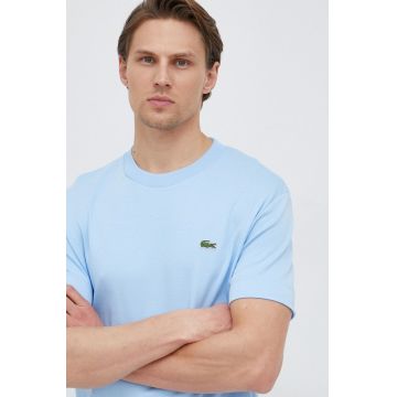Lacoste tricou din bumbac culoarea albastru marin, neted