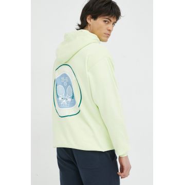 Marc O'Polo hanorac de bumbac DENIM barbati, culoarea verde, cu glugă, cu imprimeu