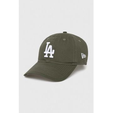 New Era șapcă de baseball din bumbac culoarea verde, cu imprimeu, LOS ANGELES DODGERS