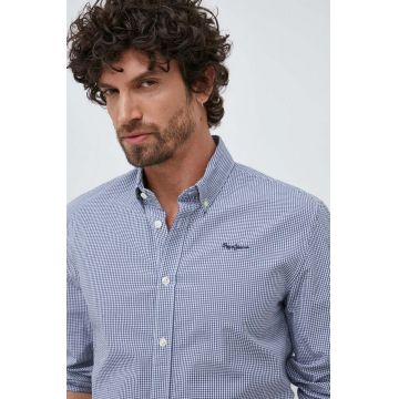 Pepe Jeans camasa din bumbac Lamar barbati, culoarea albastru marin, cu guler button-down, slim