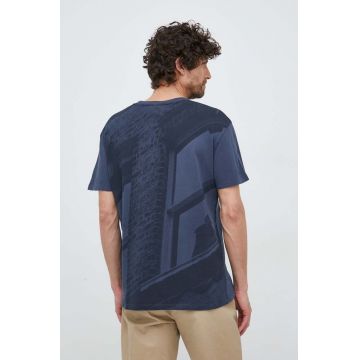 Pepe Jeans tricou din bumbac Raevon culoarea albastru marin, cu imprimeu