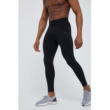 4F leggins de alergare culoarea negru, neted