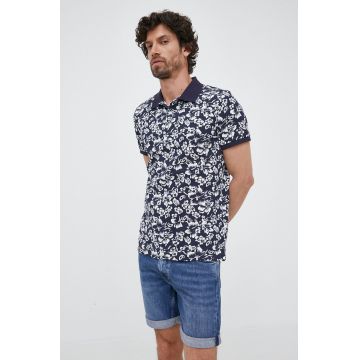 Gant polo de bumbac culoarea albastru marin, modelator