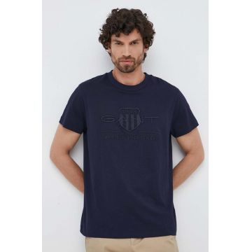 Gant tricou din bumbac barbati, culoarea albastru marin, cu imprimeu