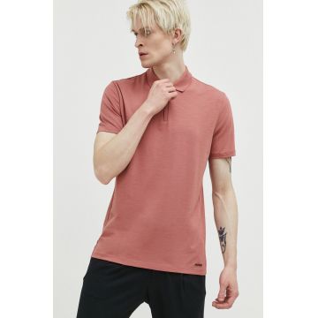 HUGO tricou polo barbati, culoarea roz, neted