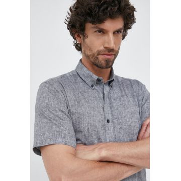 Lindbergh camasa de in culoarea negru, cu guler button-down, slim