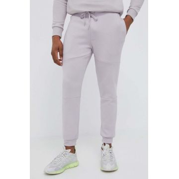 4F pantaloni de trening culoarea roz, neted