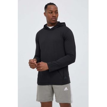 adidas Performance hanorac de antrenament culoarea negru, cu glugă, cu imprimeu