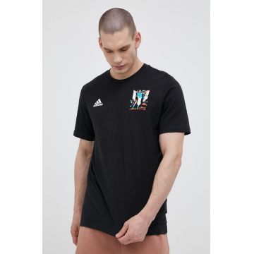 adidas Performance tricou din bumbac culoarea negru, cu imprimeu