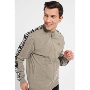Bluza sport cu fermoar si benzi logo - pentru fitness