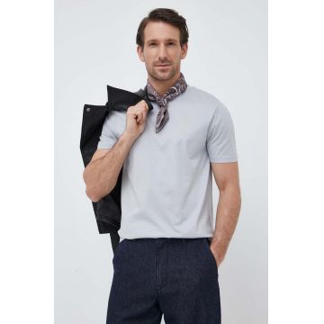 BOSS tricou din bumbac barbati, culoarea gri, neted