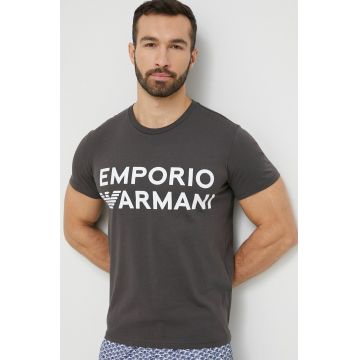 Emporio Armani Underwear tricou de pijama din bumbac culoarea gri, modelator