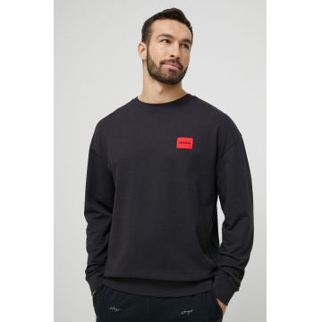 HUGO hanorac lounge din bumbac culoarea negru, cu imprimeu