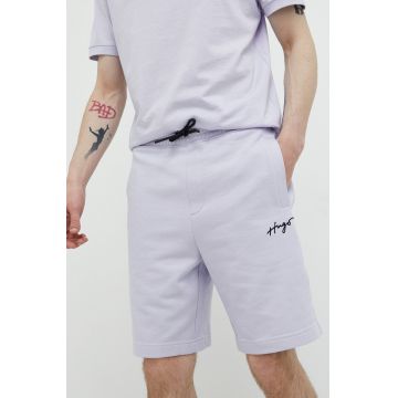 HUGO pantaloni scurti din bumbac culoarea violet