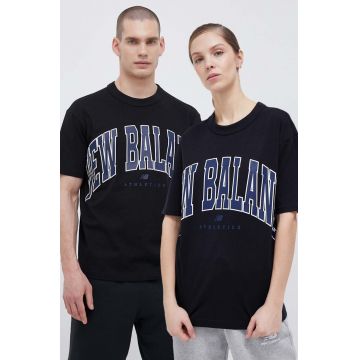 New Balance tricou din bumbac culoarea negru, cu imprimeu