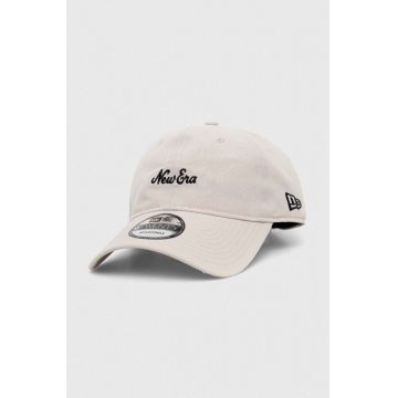 New Era sapca culoarea bej, cu imprimeu