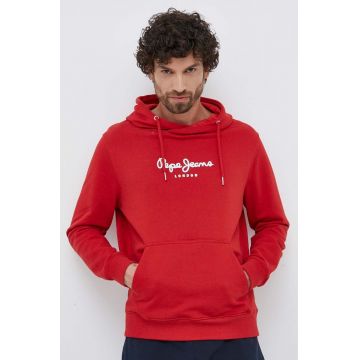 Pepe Jeans hanorac de bumbac Edward Hoodie barbati, culoarea rosu, cu glugă, cu imprimeu