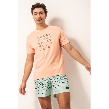 Tricou din amestec de bumbac cu imprimeu text