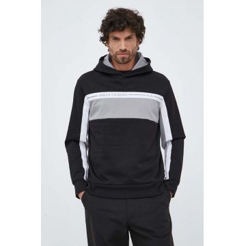 Armani Exchange bluza barbati, culoarea negru, cu glugă, modelator