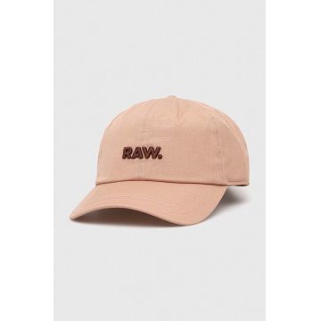 G-Star Raw șapcă de baseball din bumbac culoarea bej, cu imprimeu