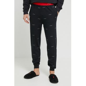 HUGO pantaloni pijama bumbac culoarea negru, modelator