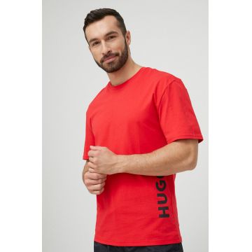 HUGO tricou de plajă culoarea rosu, cu imprimeu