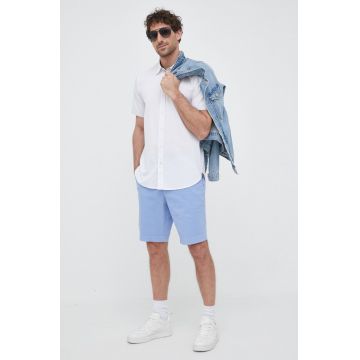 BOSS camasa din bumbac barbati, culoarea alb, cu guler clasic, regular