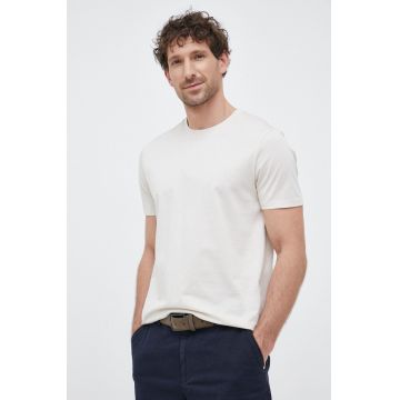 BOSS tricou din bumbac barbati, culoarea bej, neted