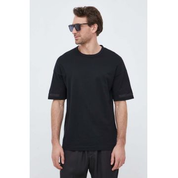 Sisley tricou din bumbac culoarea negru, neted