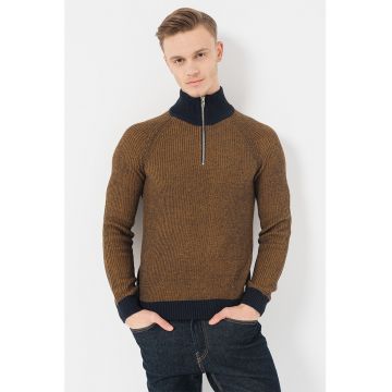 Jack & Jones - Pulover cu guler inalt si fermoar scurt