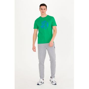 Pantaloni sport slim fit cu logo brodat