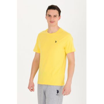 Tricou regular fit cu decolteu la baza gatului