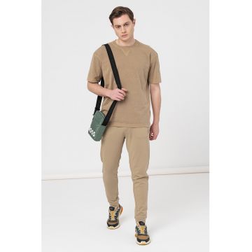 Tricou din bumbac cu decolteu la baza gatului Neon
